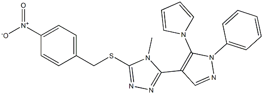 4-methyl-3-[(4-nitrobenzyl)sulfanyl]-5-[1-phenyl-5-(1H-pyrrol-1-yl)-1H-pyrazol-4-yl]-4H-1,2,4-triazole 结构式