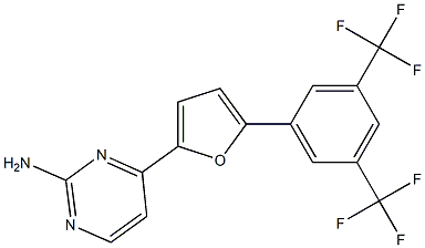 4-{5-[3,5-di(trifluoromethyl)phenyl]-2-furyl}pyrimidin-2-amine 结构式