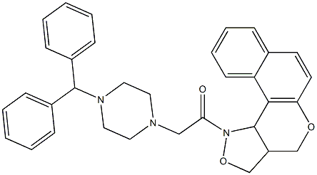 1-[3a,11c-dihydro-3H-benzo[5,6]chromeno[4,3-c]isoxazol-1(4H)-yl]-2-(4-benzhydrylpiperazino)-1-ethanone 结构式