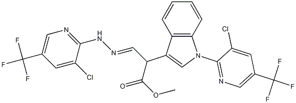 methyl 3-{2-[3-chloro-5-(trifluoromethyl)-2-pyridinyl]hydrazono}-2-{1-[3-chloro-5-(trifluoromethyl)-2-pyridinyl]-1H-indol-3-yl}propanoate 结构式