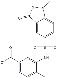 methyl 4-methyl-3-{[(1-methyl-3-oxo-1,3-dihydrobenzo[c]isothiazol-5-yl)sulfonyl]amino}benzoate 结构式