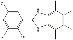 2,4-dichloro-6-(4,5,6,7-tetramethyl-2,3-dihydro-1H-benzo[d]imidazol-2-yl)phenol 结构式