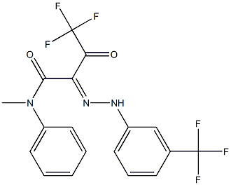 4,4,4-trifluoro-N-methyl-3-oxo-N-phenyl-2-{(E)-2-[3-(trifluoromethyl)phenyl]hydrazono}butanamide 结构式