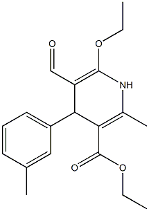 ethyl 6-ethoxy-5-formyl-2-methyl-4-(3-methylphenyl)-1,4-dihydro-3-pyridinecarboxylate 结构式