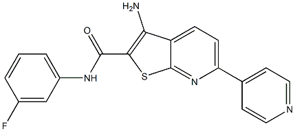 3-amino-N-(3-fluorophenyl)-6-(4-pyridinyl)thieno[2,3-b]pyridine-2-carboxamide 结构式