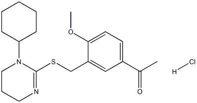 1-(3-{[(1-cyclohexyl-1,4,5,6-tetrahydropyrimidin-2-yl)thio]methyl}-4-methoxyphenyl)ethan-1-one hydrochloride 结构式