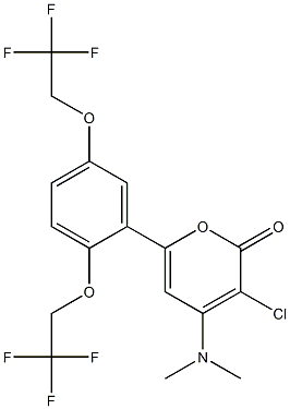 3-chloro-4-(dimethylamino)-6-[2,5-di(2,2,2-trifluoroethoxy)phenyl]-2H-pyran-2-one 结构式