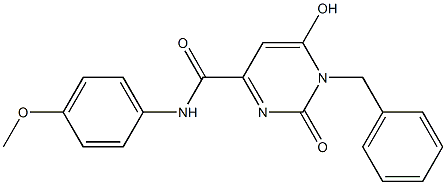 1-benzyl-6-hydroxy-N-(4-methoxyphenyl)-2-oxo-1,2-dihydro-4-pyrimidinecarboxamide 结构式