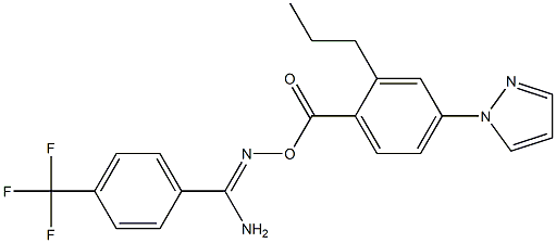 O1-[2-propyl-4-(1H-pyrazol-1-yl)benzoyl]-4-(trifluoromethyl)benzene-1-carbohydroximamide 结构式