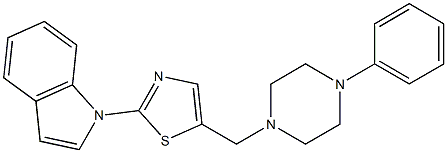 1-{5-[(4-phenylpiperazino)methyl]-1,3-thiazol-2-yl}-1H-indole 结构式