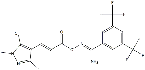 O1-[3-(5-chloro-1,3-dimethyl-1H-pyrazol-4-yl)acryloyl]-3,5-di(trifluoromethyl)benzene-1-carbohydroximamide 结构式