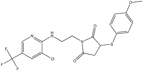 1-(2-{[3-chloro-5-(trifluoromethyl)-2-pyridinyl]amino}ethyl)-3-[(4-methoxyphenyl)sulfanyl]dihydro-1H-pyrrole-2,5-dione 结构式