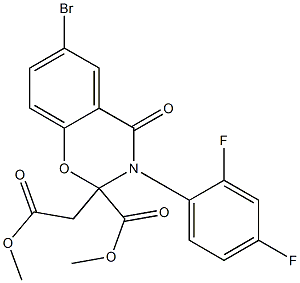 methyl 6-bromo-3-(2,4-difluorophenyl)-2-(2-methoxy-2-oxoethyl)-4-oxo-3,4-dihydro-2H-1,3-benzoxazine-2-carboxylate 结构式