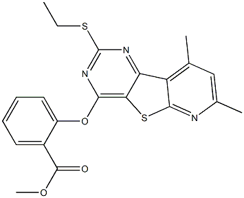 methyl 2-{[2-(ethylsulfanyl)-7,9-dimethylpyrido[3',2':4,5]thieno[3,2-d]pyrimidin-4-yl]oxy}benzenecarboxylate 结构式