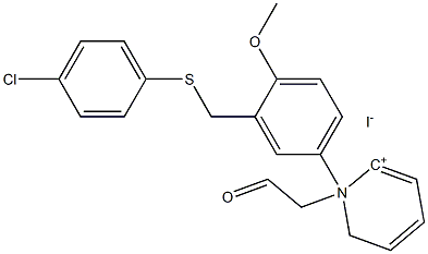 1-(3-{[(4-chlorophenyl)thio]methyl}-4-methoxyphenyl)-2-pyridinium-1-ylethan-1-one iodide 结构式