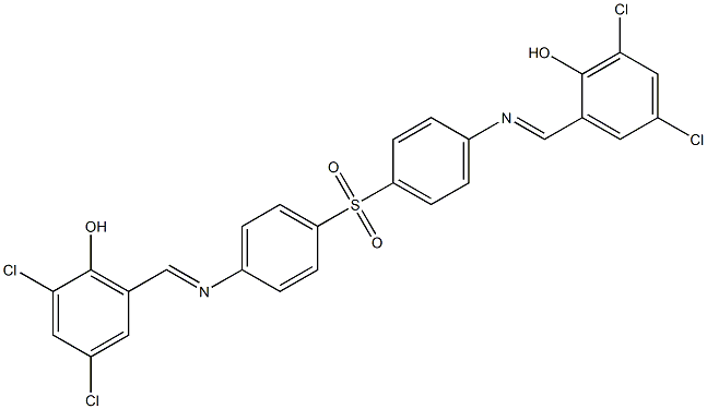 2,4-dichloro-6-({[4-({4-[(3,5-dichloro-2-hydroxybenzylidene)amino]phenyl}sulfonyl)phenyl]imino}methyl)phenol 结构式