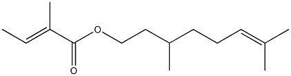 3,7-dimethyloct-6-enyl 2-methylbut-2-enoate 结构式
