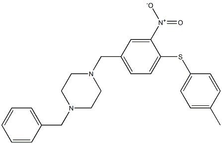 1-benzyl-4-{4-[(4-methylphenyl)sulfanyl]-3-nitrobenzyl}piperazine 结构式