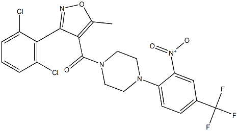 [3-(2,6-dichlorophenyl)-5-methylisoxazol-4-yl]{4-[2-nitro-4-(trifluoromethyl)phenyl]piperazino}methanone 结构式