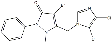 4-bromo-5-[(4,5-dichloro-1H-imidazol-1-yl)methyl]-1-methyl-2-phenyl-1,2-dihydro-3H-pyrazol-3-one 结构式