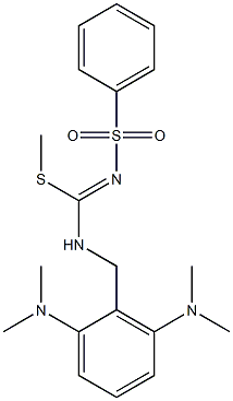 N1-[{[2,6-di(dimethylamino)benzyl]amino}(methylthio)methylidene]benzene-1-sulfonamide 结构式