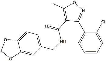 N-(1,3-benzodioxol-5-ylmethyl)-3-(2-chlorophenyl)-5-methyl-4-isoxazolecarboxamide 结构式