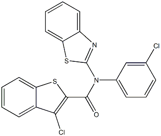 N2-(1,3-benzothiazol-2-yl)-N2-(3-chlorophenyl)-3-chlorobenzo[b]thiophene-2-carboxamide 结构式