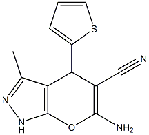 6-amino-3-methyl-4-(2-thienyl)-1,4-dihydropyrano[2,3-c]pyrazole-5-carbonitrile 结构式