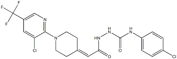 N-(4-chlorophenyl)-2-(2-{1-[3-chloro-5-(trifluoromethyl)-2-pyridinyl]-4-piperidinylidene}acetyl)-1-hydrazinecarboxamide 结构式