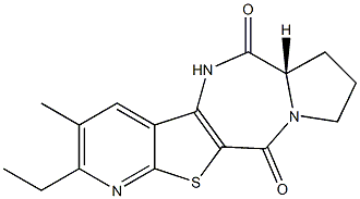 (6aS)-2-ethyl-3-methyl-6a,7,8,9-tetrahydro-6H-pyrido[3',2':4,5]thieno[3,2-e]pyrrolo[1,2-a][1,4]diazepine-6,11(5H)-dione 结构式