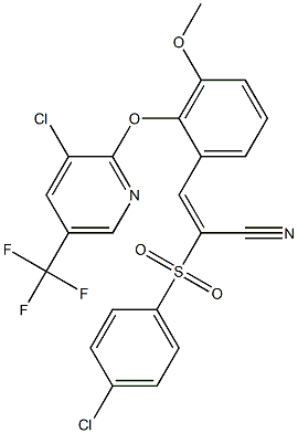 (E)-2-[(4-chlorophenyl)sulfonyl]-3-(2-{[3-chloro-5-(trifluoromethyl)-2-pyridinyl]oxy}-3-methoxyphenyl)-2-propenenitrile 结构式