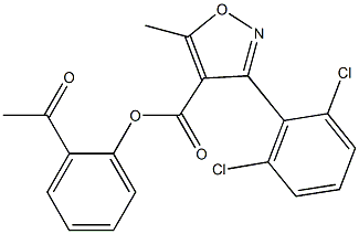 2-acetylphenyl 3-(2,6-dichlorophenyl)-5-methylisoxazole-4-carboxylate 结构式