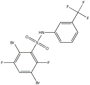 N1-[3-(trifluoromethyl)phenyl]-2,5-dibromo-3,6-difluorobenzene-1-sulfonamide 结构式