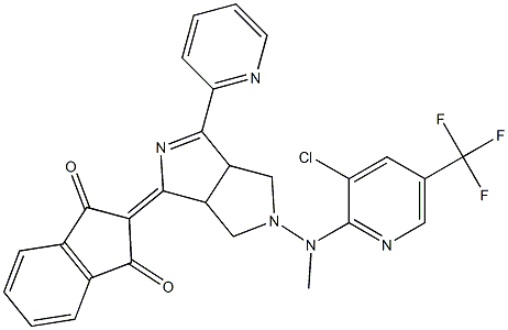 2-[[3-chloro-5-(trifluoromethyl)-2-pyridinyl](methyl)amino]-4-(1,3-dioxo-1,3-dihydro-2H-inden-2-yliden)-6-(2-pyridinyl)tetrahydropyrrolo[3,4-c]pyrrole 结构式