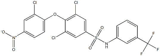 N1-[3-(trifluoromethyl)phenyl]-3,5-dichloro-4-(2-chloro-4-nitrophenoxy)benzene-1-sulfonamide 结构式