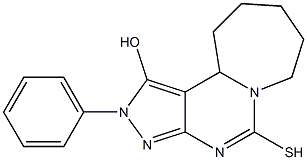 5-Mercapto-2-phenyl-2,6,7,8,9,10-hexahydro-2,3,4,5a-tetraaza-cyclohepta[e]inden-1-ol 结构式