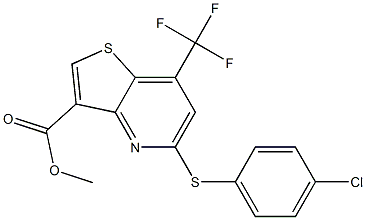 methyl 5-[(4-chlorophenyl)thio]-7-(trifluoromethyl)thieno[3,2-b]pyridine-3-carboxylate 结构式