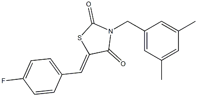 3-(3,5-dimethylbenzyl)-5-[(Z)-(4-fluorophenyl)methylidene]-1,3-thiazolane-2,4-dione 结构式