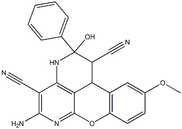 5-amino-2-hydroxy-10-methoxy-2-phenyl-1,2,3,11b-tetrahydrochromeno[4,3,2-de ][1,6]naphthyridine-1,4-dicarbonitrile 结构式