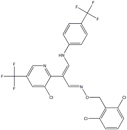 2-[3-chloro-5-(trifluoromethyl)-2-pyridinyl]-3-[4-(trifluoromethyl)anilino]acrylaldehyde O-(2,6-dichlorobenzyl)oxime 结构式