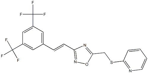 3-[3,5-di(trifluoromethyl)styryl]-5-[(2-pyridylthio)methyl]-1,2,4-oxadiazole 结构式