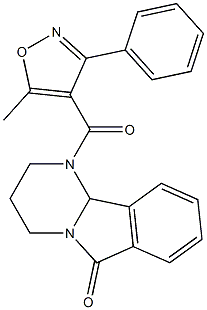 1-[(5-methyl-3-phenylisoxazol-4-yl)carbonyl]-1,2,3,4,6,10b-hexahydropyrimido[2,1-a]isoindol-6-one 结构式