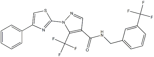 1-(4-phenyl-1,3-thiazol-2-yl)-5-(trifluoromethyl)-N-[3-(trifluoromethyl)benzyl]-1H-pyrazole-4-carboxamide 结构式