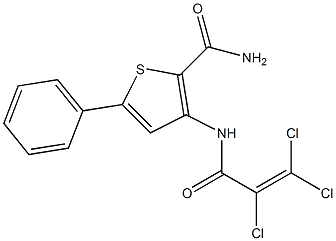 5-phenyl-3-[(2,3,3-trichloroacryloyl)amino]thiophene-2-carboxamide 结构式