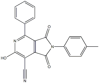 6-hydroxy-2-(4-methylphenyl)-1,3-dioxo-4-phenyl-2,3-dihydro-1H-pyrrolo[3,4-c]pyridine-7-carbonitrile 结构式