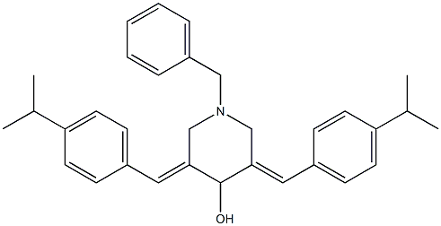 1-benzyl-3,5-bis[(E)-(4-isopropylphenyl)methylidene]-4-piperidinol 结构式