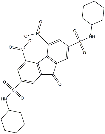 N2,N7-dicyclohexyl-4,5-dinitro-9-oxo-9H-2,7-fluorenedisulfonamide 结构式