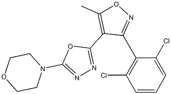 4-{5-[3-(2,6-dichlorophenyl)-5-methylisoxazol-4-yl]-1,3,4-oxadiazol-2-yl}morpholine 结构式