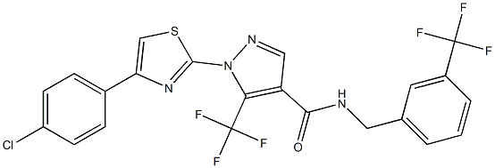1-[4-(4-chlorophenyl)-1,3-thiazol-2-yl]-5-(trifluoromethyl)-N-[3-(trifluoromethyl)benzyl]-1H-pyrazole-4-carboxamide 结构式