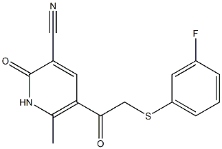 5-{2-[(3-fluorophenyl)thio]acetyl}-6-methyl-2-oxo-1,2-dihydropyridine-3-carbonitrile 结构式